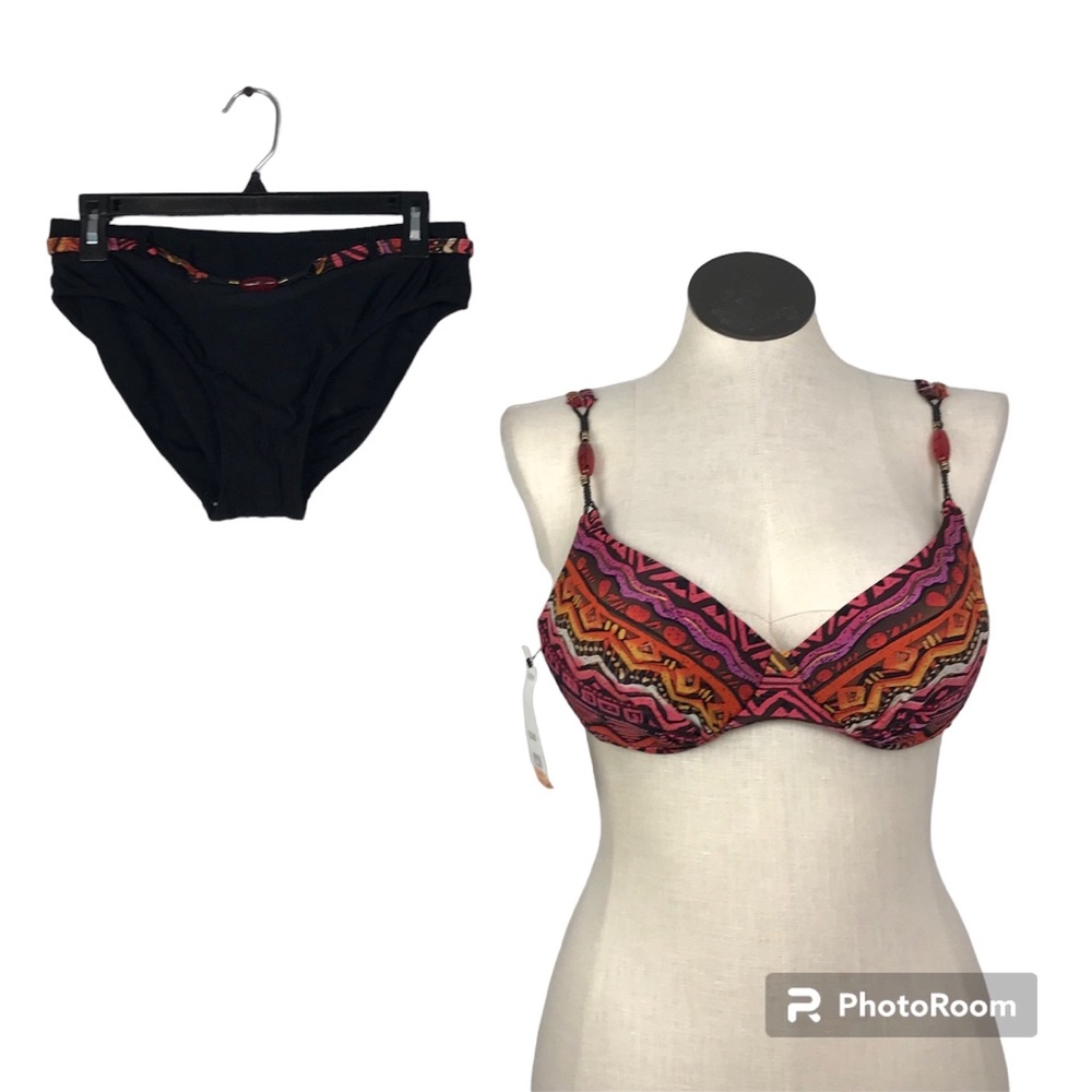Christiana Two Piece Scoop Swimsuit Women’s Size M Multicolor Adjustable Strap.
